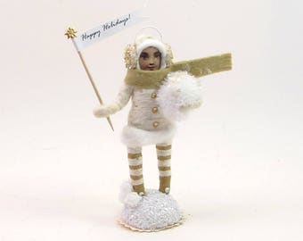 READY TO SHIP Vintage Inspired Spun Cotton Bundled Up Girl Figure