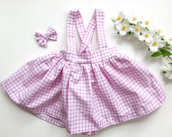 Suspender Skirt - Pink Gingham
