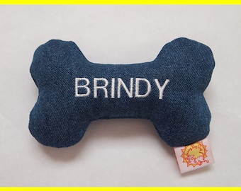 Personalized Dog Toy with Squeakers - Denim - Small, Medium, and Large Sizes