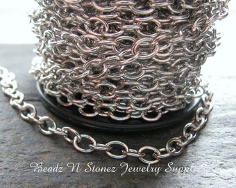 5 Feet - Nickel Silver Plated Brass 4.6mm Drawn Cable Chain