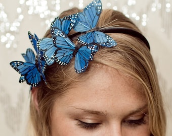 Blue Butterfly Woodland Headband