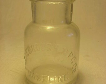 c1890s Chesebrough Vaseline New York ,N.Y., Clear Glass Cork Top Medicine Bottle