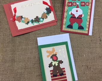 Christmas Card Set (3) Handcrafted with Envelopes