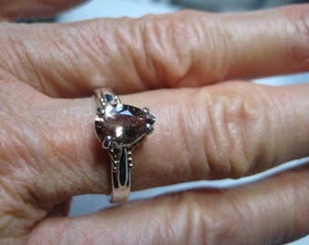 Beautiful Bi Color Oregon Sunstone Sterling Silver and 14 kt Gold ring ..... size 7 1/2.....a961