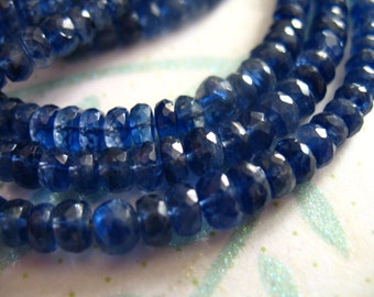 10-100 pcs, KYANITE Rondelles Beads, Luxe AA, 3-4 or 4-5 mm / Kashmir Sapphire Blue, bridal brides something blue / tr 34 45 solo