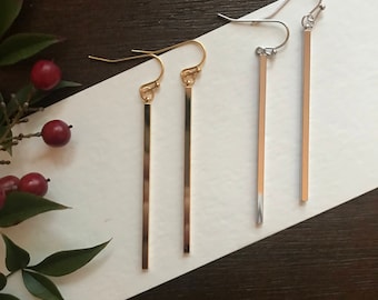 Gold Bar Earring, Silver Bar earring, minimalist earring, minimalist jewelry, stocking stuffer for girl, Valentines gift for her