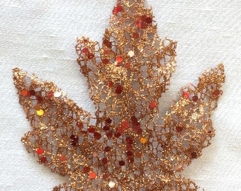Copper Metallic Leaves, set of 12 leaves, 5 inches tall