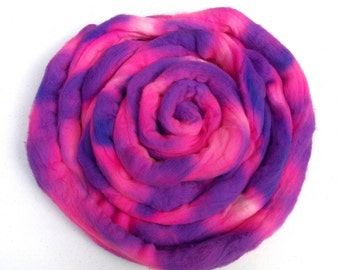 Pucker Up Pink and Purple Merino Roving