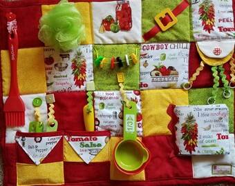 Cooks's Choice Fidget Blanket - Fidget Quilt for Dementia, Alzheimers, Stroke or Nursing Home patients