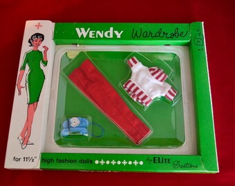 Minty NrfC 1962 Vintage Uneeda Wendy Bild Lilli Barbie doll Clone Elite Creations Fashion Outfit red white play pantsuit with phone