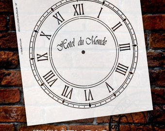 Hotel Du Monde Clock Stencil - Select Size - by StudioR12