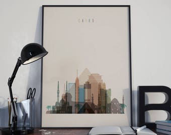Cairo Art Cairo Watercolor Cairo Wall Art Cairo Wall Decor Cairo Skyline Cairo Home Decor Cairo Multicolor Cairo Poster Cairo Print Unframed