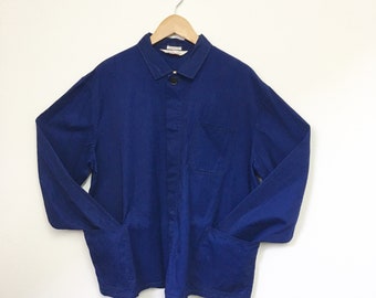Vintage Chore Jacket, Worker Jacket, European Chore Jacket, Retro Cotton Jacket, Blue Jacket, Mens Jacket, Denim Jacket, XL