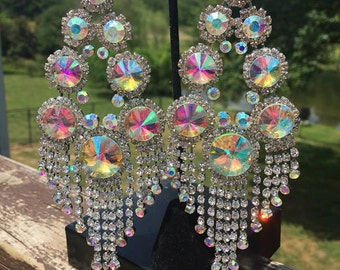 Large Chandelier Earrings | Long Chandelier Earrings | Huge Chandelier Earrings | Long Pageant Earrings | Statement Earrings