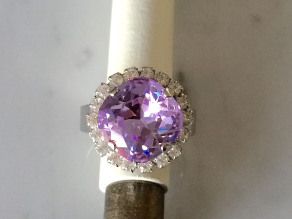 Swarovski Violet and Crystal Ring, Violet Crystal Ring. Swarovski Purple Crystal Ring