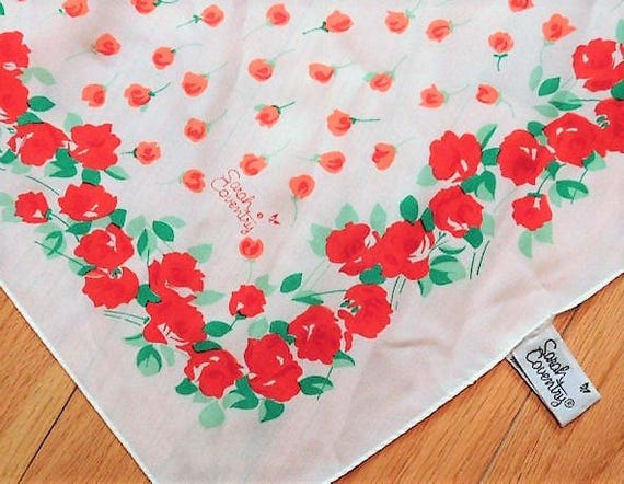 Sarah Coventry Scarf / Rose Print / Floral Designer / Made In Italy