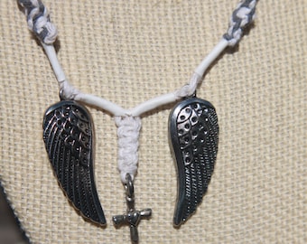 Wings and a Cross Hemp Necklace