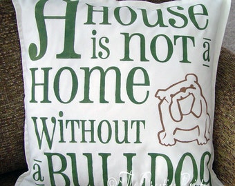 Hand Painted Bulldog Pillow
