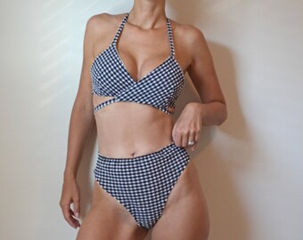 gingham bikini / womens swimwear / high waisted bikini set / free shipping / swimsuit / bikini set / womens bikini / high hip bikini
