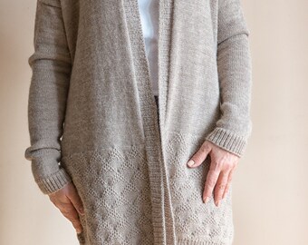 Women's cardigan/Wool cardigan/Alpaca coat/Soft beige cardigan/quality yarn