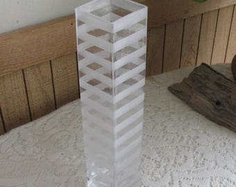 Striped Glass Vase Mid Century Modern Home Décor Vintage Florist Ware Flower and Decorative Vases Centerpiece and Gifts