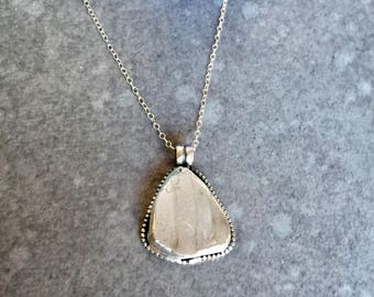 Textured White Sea Glass Necklace