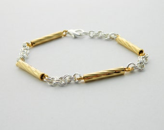 Silver and Gold Chain Link Bracelet - BR018