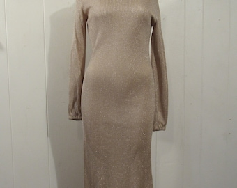 Vintage dress, 1970s dress, disco dress, metallic dress, vintage clothing, medium