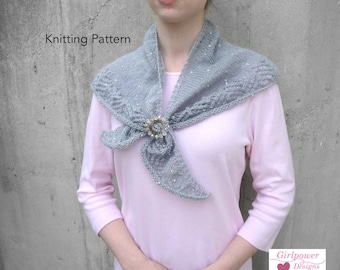 Shoulder Shawl Knitting Pattern, Small Shawl Wrap, Triangle Scarf, Lace Edge, Sport DK Yarn