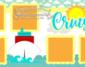 Scrapbook Page Kit Layout Summer Beach Sea Cruise Vacation Boy Girl 2 page Scrapbook Layout Kit 14