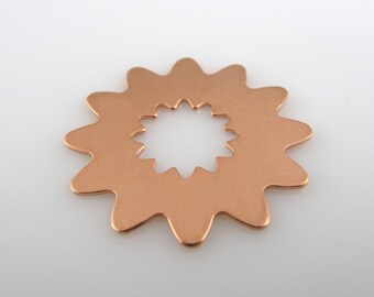 Sale - COPPER ABSTRACT FLoRAL SHaPE, 1", 25mm, Stamping Blank Personalized Scrapbooking Jewelry 24 Gauge Qty 6