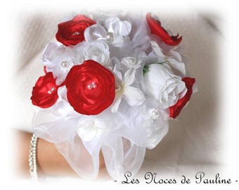 Red and white bridal bouquet eternal marriage ceremony