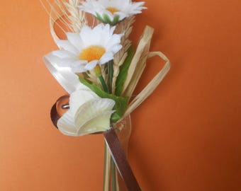 Back train rural - country bride brooch - Daisy and wheat