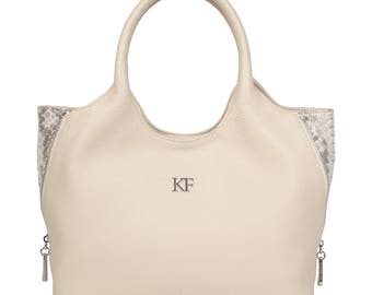 Leather Hobo Bag, Beige Leather Hobo Bag, Women's Leather Hobo Purse KF-1077
