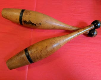 Antique Wooden Juggling Pins