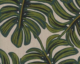 Monstera Natural - Cotton/Linen CANVAS - Menagerie - Anna Bond Rifle Paper Co - Cotton + Steel - 8039-12 Per Half Yard