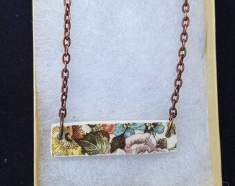 China necklace. Bar necklace. Broken China jewelry.