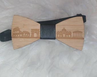 Bamboo wooden bow tie-Paris Paris skyline