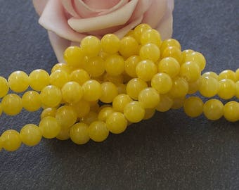 x 20 round 6 mm PEJ122 yellow mountain jade beads