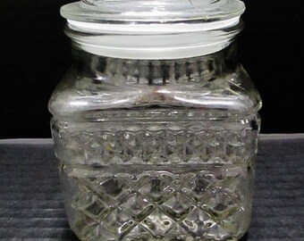 Anchor Hocking Apothecary Jar Vintage Wexford Clear Pressed Glass
