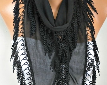 Mother's day Gift,Black Cotton Scarf,Necklace Shawl Cowl Bridesmaid Gift Ideas For Her Women Fashion Accessories Women Scarves Birthday Gift