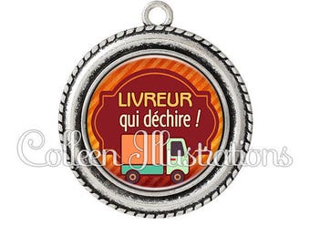 Cabochon 25mm pendant I am a driver that rocks - series 3