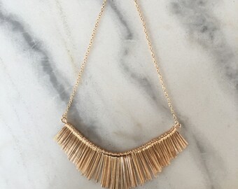 Metal Tassel Bib Statement Necklace