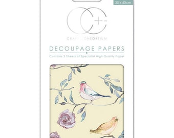 Paper patch (3 sheets) birds - yellow background CCDECP071