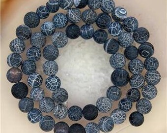 4 FIRE 10 MM BLACK DRAGON VEINS AGATE BEADS.