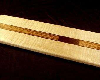 Figured Maple Bread Board with Zebra Wood and Walnut Accents