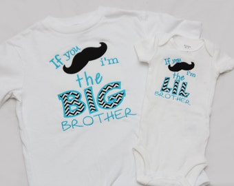 Big Brother Mustache Shirt and Little Brother Mustache Shirt - PERSONALIZED