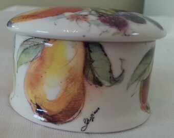 trinket box, bone china, fruit, made in England