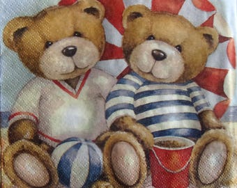 20 napkins identitiques bears at the edge of the sea REF. 3863