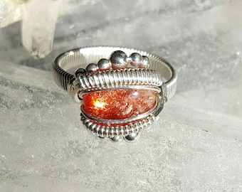 Sunstone Sterling Wire Wrap Ring